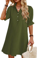JPGLOV Womens Summer Shirt Mini Beach Dresses | Button Down Shift Dress,Ruffle Short Sleeve,Floral Boho Style,Side Pockets,Casual Vacation Hawaiian Wedding Guest Outfits