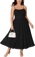 SHESTARR Women's Plus Size Summer Floral Maxi Dress | Spaghetti Strap, Cowl Neck, Floral Dress, Wedding Guest, Cocktail, Party, Homecoming, Mesh Long Dress