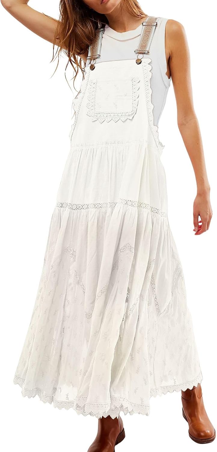 Lace Tiered Maxi Dress in White