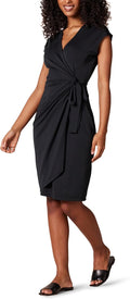 Amazon Essentials Women's Classic Cap Sleeve Wrap Dress with V Neck, Pleated Waist (Available in Plus Size)