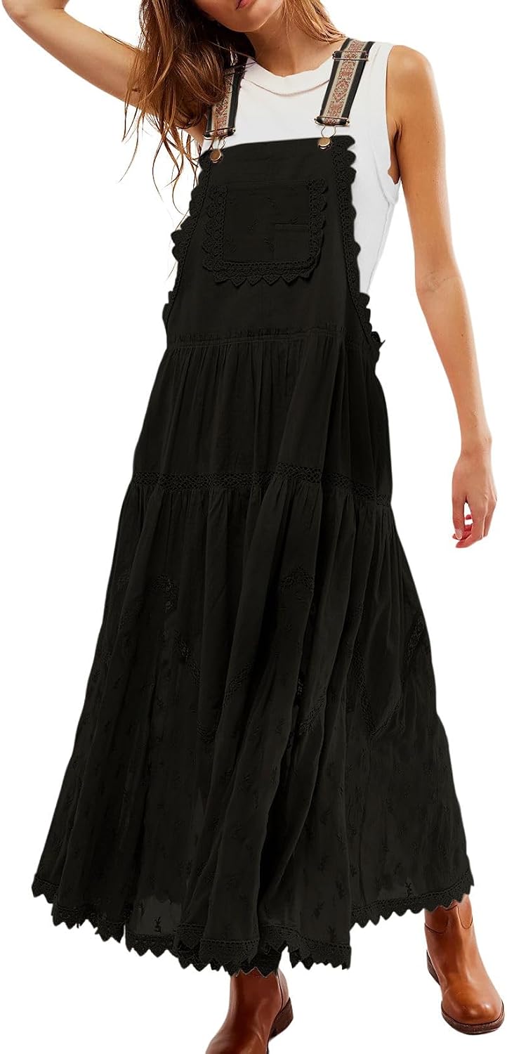 Lace Tiered Maxi Dress in Black