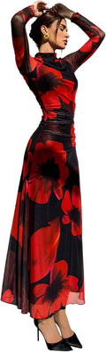 Verdusa Women's Floral Wedding Guest Dress Long Sleeve Mesh Maxi Dresses | Bodycon Dresses, Elegant Dresses for Women, Flowy Dresses, Cocktail Outfits, Fall Dresses for Women