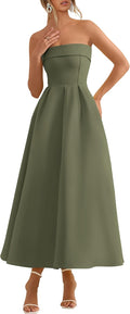 PRETTYGARDEN Cocktail Dresses for Women 2026 Summer Formal Elegant Tube Top Strapless Spring Wedding Guest Party Midi Dress
