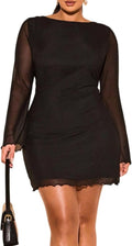 BEAUDRM Women's Plus Size Sexy Mini Dress Fall Wedding Guest Dresses | Date Night Outfit, Club Outfits, Going Out Outfits, Bell Sleeve Cocktail Dress