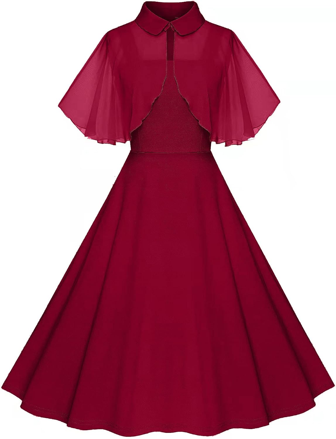 Milreason 1950s Dresses for Women Vintage Goth Swing Cocktail Dress with Pockets and Chiffon Shawl