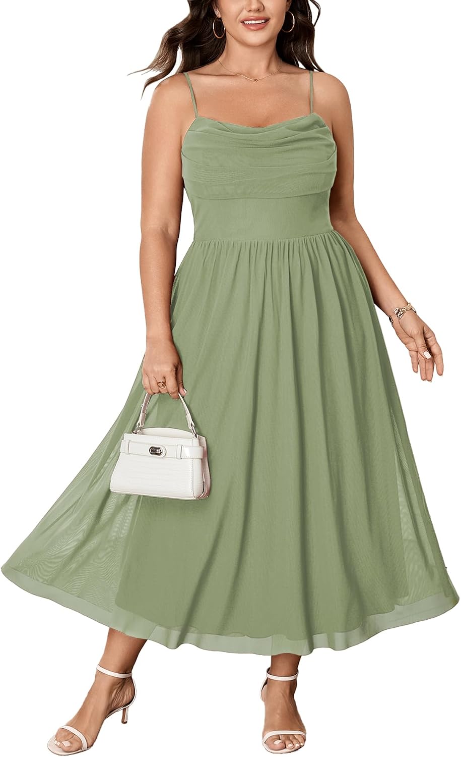 SHESTARR Women's Plus Size Summer Floral Maxi Dress | Spaghetti Strap, Cowl Neck, Floral Dress, Wedding Guest, Cocktail, Party, Homecoming, Mesh Long Dress