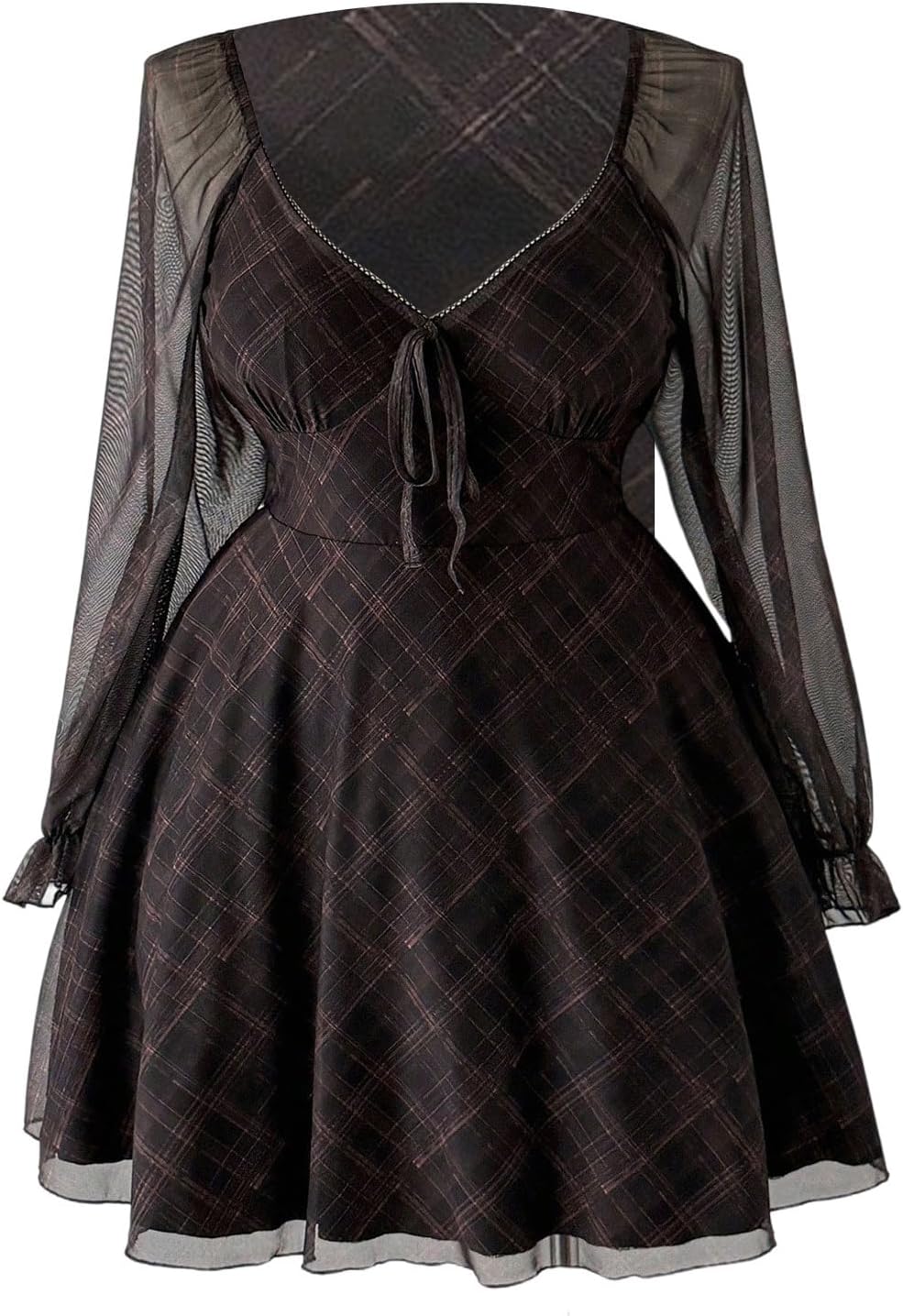 BEAUDRM Women's Plus Size Fall Hippie Boho Dress Lace Mini Dresses | Goth,Whimsical,Western,Leopard,Flowy,Party,Bell Long Sleeve,Country Concert 70s Outfits