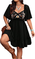 Verdusa Women's Western Boho Floral Dress Cowgirl Country Concert Outfits | Flowy Summer Dresses Vacation Outfits