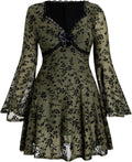 BEAUDRM Women's Plus Size Fall Hippie Boho Dress Lace Mini Dresses | Goth,Whimsical,Western,Leopard,Flowy,Party,Bell Long Sleeve,Country Concert 70s Outfits