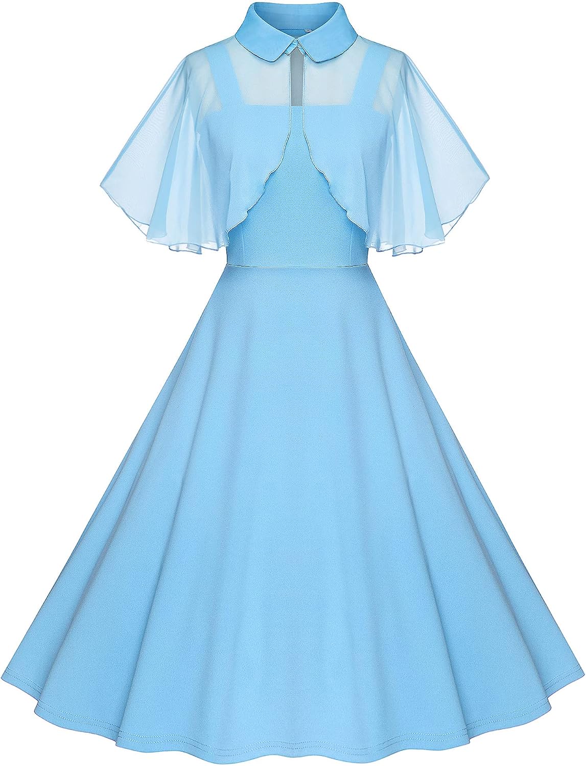 Milreason 1950s Dresses for Women Vintage Goth Swing Cocktail Dress with Pockets and Chiffon Shawl