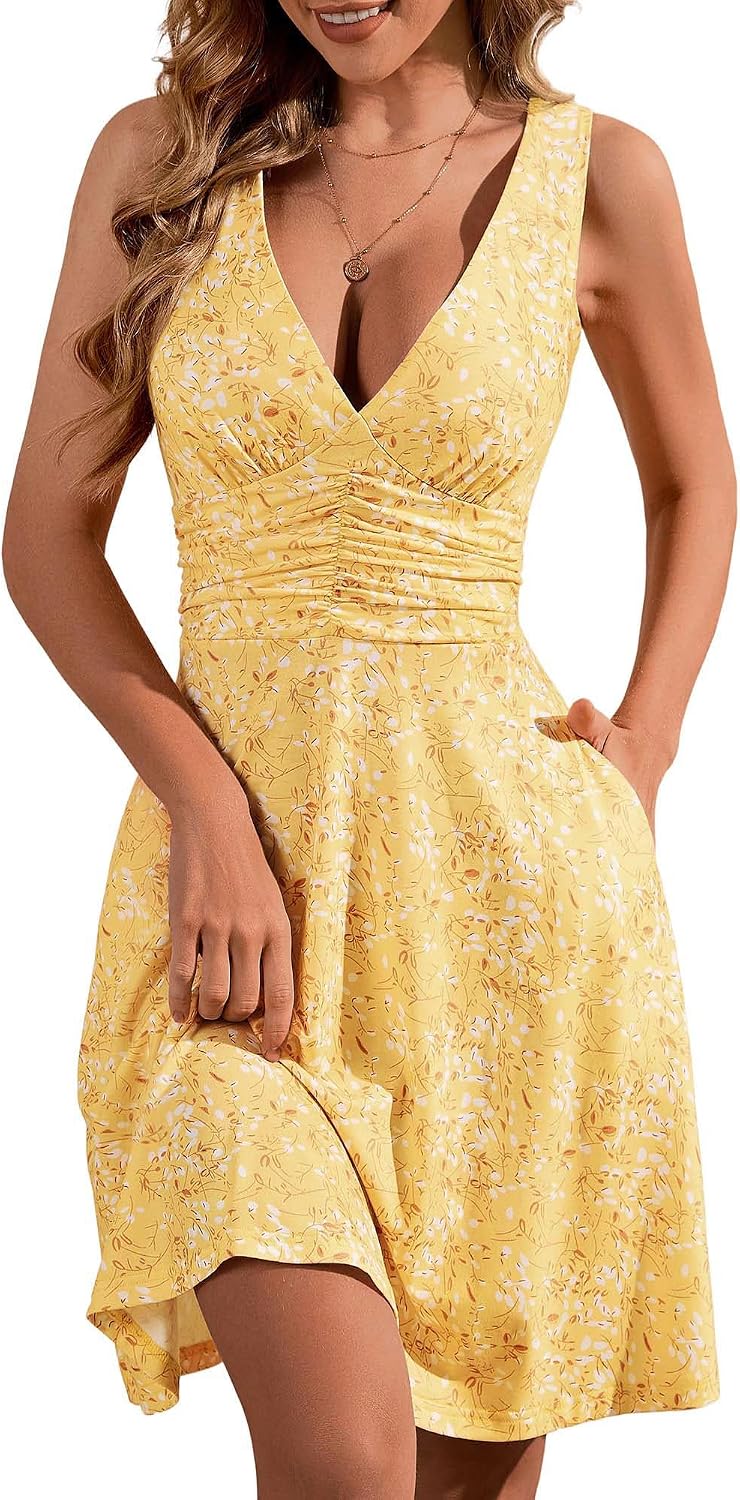 Floral V-Neck Sleeveless Dress in Floral 28