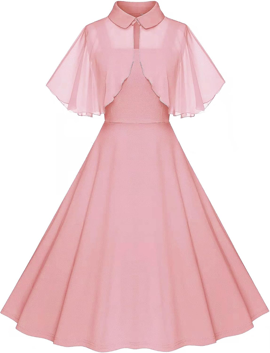 Milreason 1950s Dresses for Women Vintage Goth Swing Cocktail Dress with Pockets and Chiffon Shawl