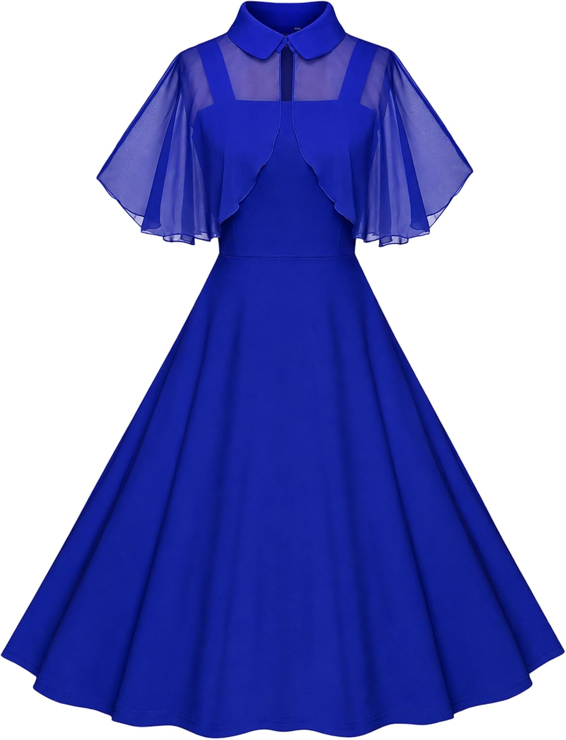 Milreason 1950s Dresses for Women Vintage Goth Swing Cocktail Dress with Pockets and Chiffon Shawl
