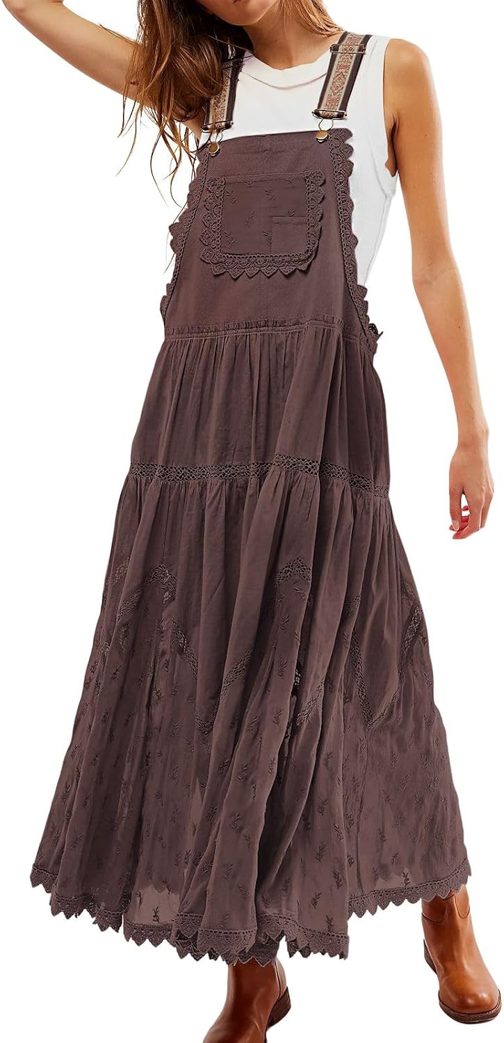 Lace Tiered Maxi Dress in Coffee