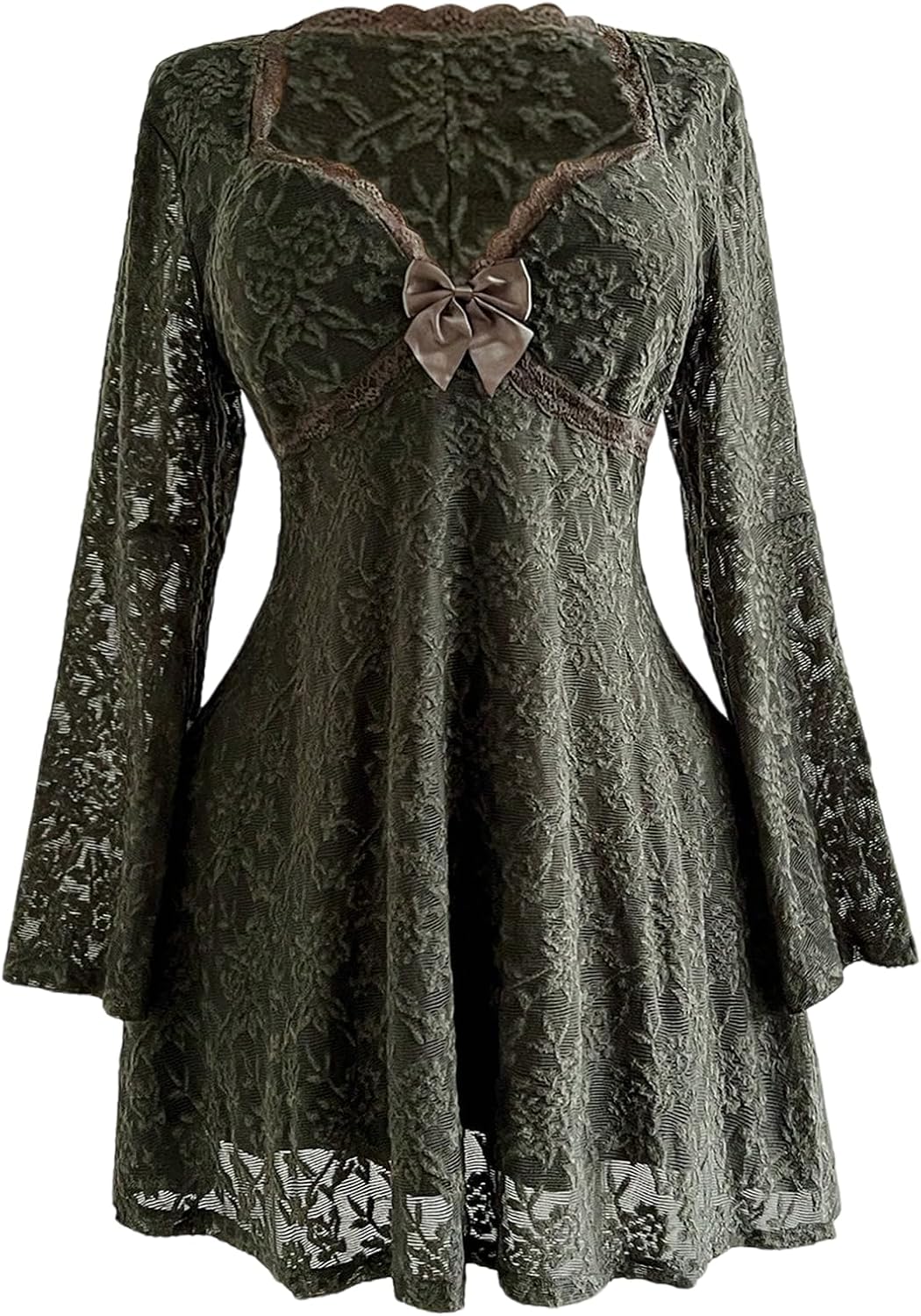BEAUDRM Women's Plus Size Fall Hippie Boho Dress Lace Mini Dresses | Goth,Whimsical,Western,Leopard,Flowy,Party,Bell Long Sleeve,Country Concert 70s Outfits