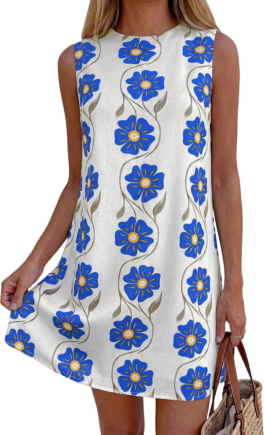 PRETTYGARDEN Women's Summer Floral Sundresses Sleeveless Mini Dress | Cute Short Dresses, Crew Neck, Paisley Print, Casual Formal Wear, Relaxed Fit, Elegant Party Outfits, Beach Vacation Clothes