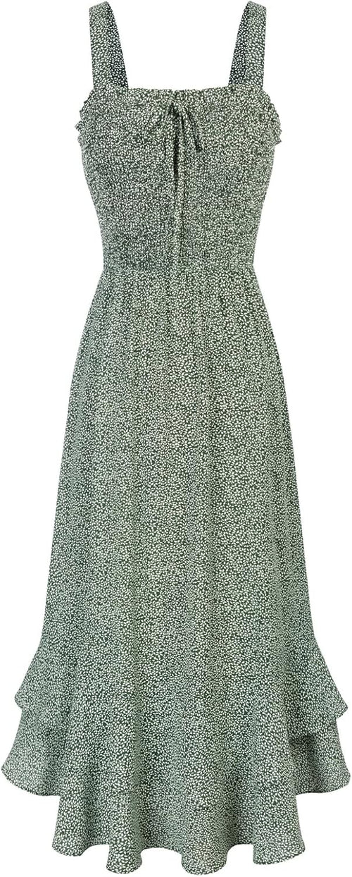 GRACE KARIN Women's 2026 Summer Floral Boho Dresses | Square Neck Strapped Swing A Line Sundress, Long Maxi Beach Dress Outfits, Sleeveless Hawaiian Trendy Fashion Clothes