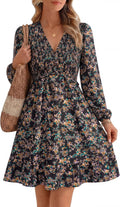Simplee Womens 2026 Fall Wedding Guest Dress Floral Long Sleeve Smocked Flowy Casual Short Dresses with Pockets